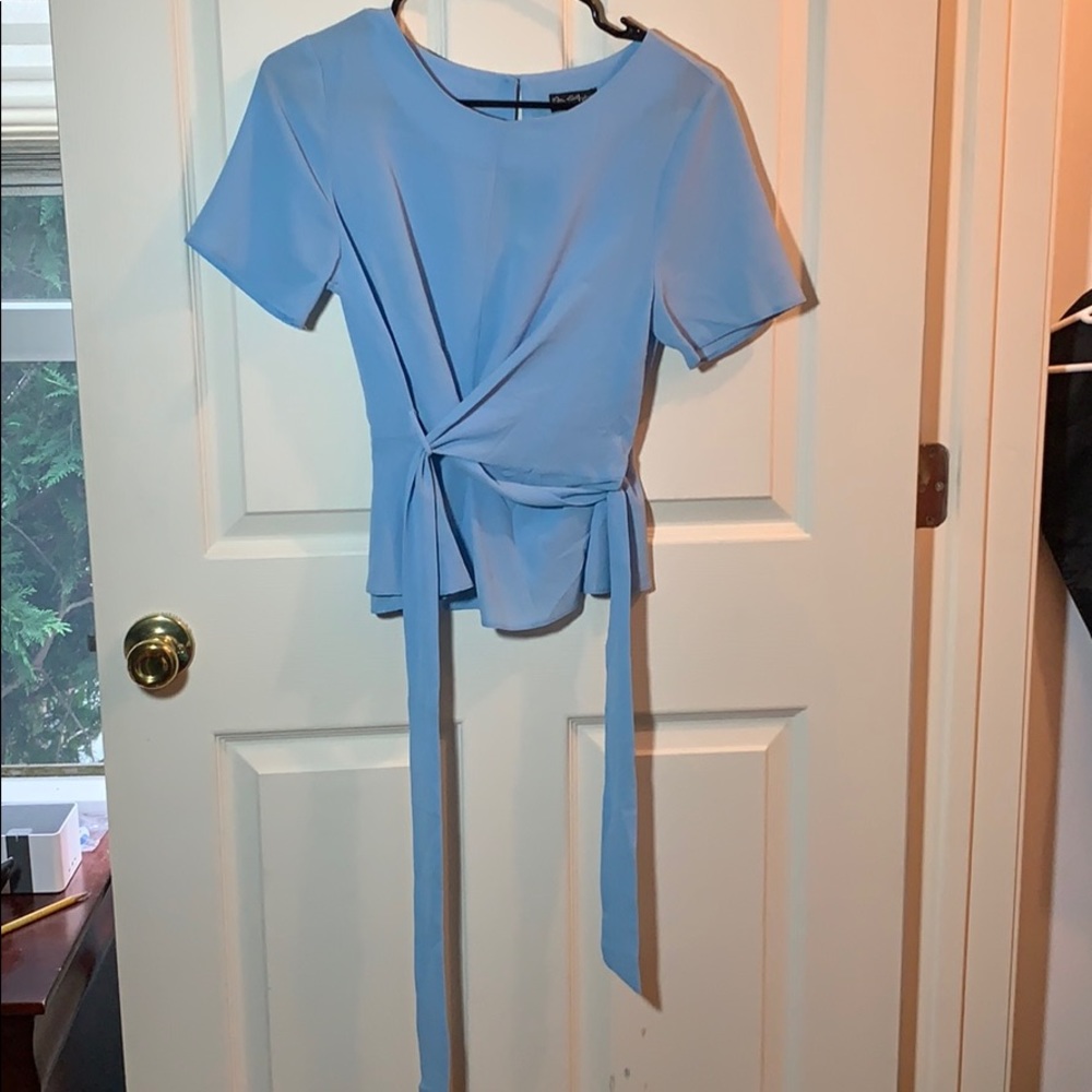 Size 6 Baby Blue Short-Sleeved Blouse